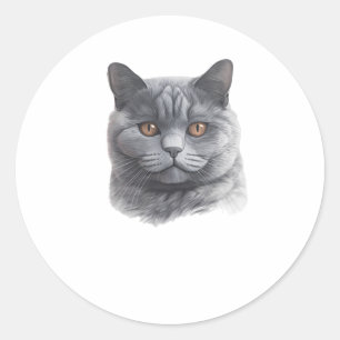 British Shorthair Cat Lover Classic Round Sticker