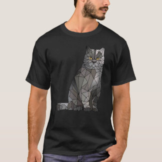 British Shorthair Cat Polygon Geometric Kitten Gra T-Shirt