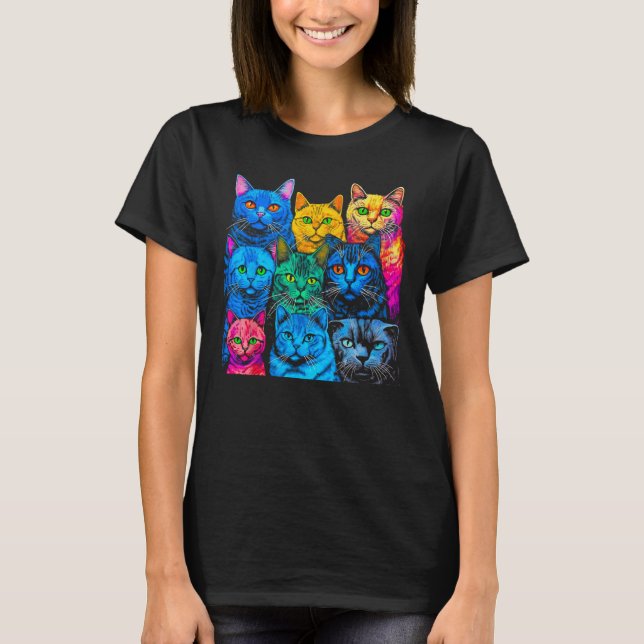 British Shorthair Cat Pop Design T-Shirt (Front)