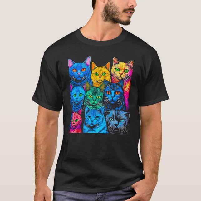 British Shorthair Cat Pop Design T-Shirt (Front)