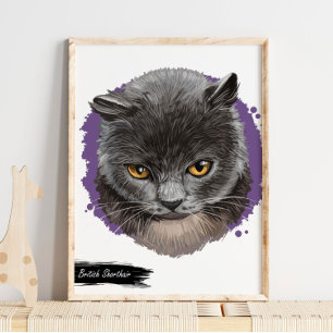 British Shorthair Cat Print Cat Wall Print