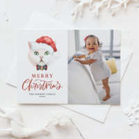 British Shorthair Cat Santa Red Photo Christmas
