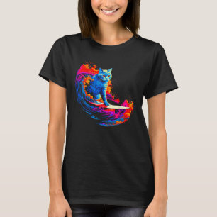 British Shorthair Cat Surfing T-Shirt