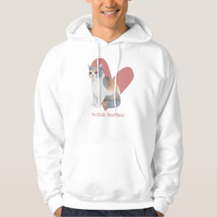 British Shorthair Cat Watercolor Kitty Pink Heart Hoodie