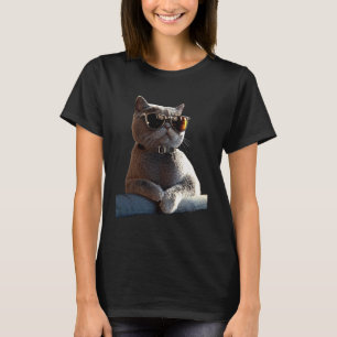 British Shorthair Cat with Sunglasses Cat Mum Love T-Shirt