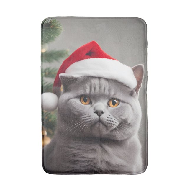 British Shorthair Christmas Bath Mat (Front Vertical)