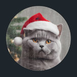 British Shorthair Christmas Cutting Board<br><div class="desc">Cute  blue/grey British shorthair cat wearing a Santa hat.</div>
