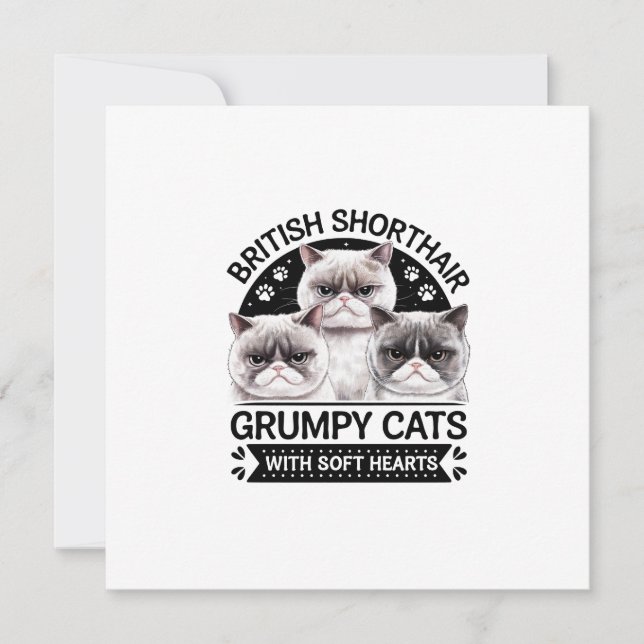 British Shorthair Grumpy Cats Invitation (Front)
