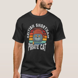 British Shorthair Pirate Cat Vintage T-Shirt