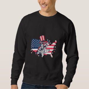 British Shorthair With Us Flag In Paw In Front Of Sweatshirt