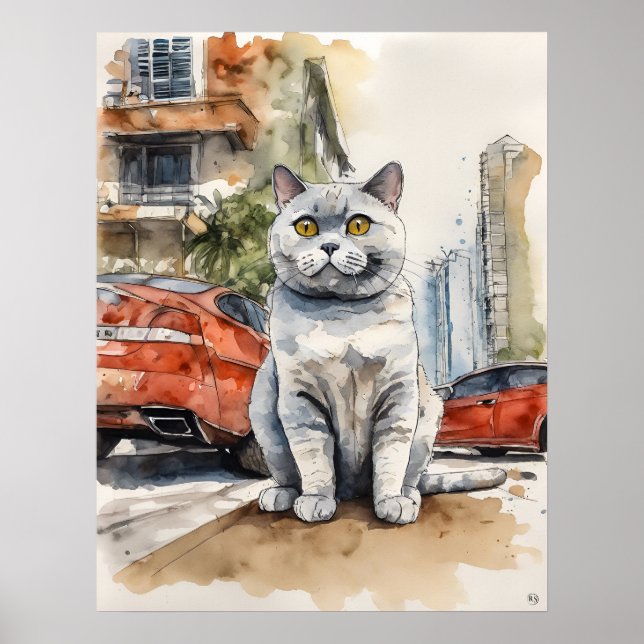 British Shorthaired Cat - Cat Art Print (Front)