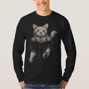 British Shorthaired Cat Sits In The Bag I Cats T-Shirt