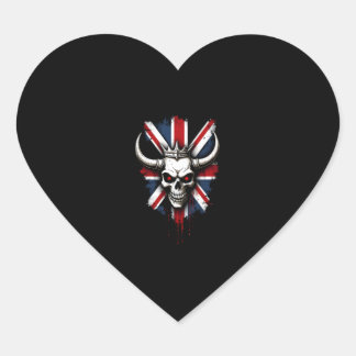 British Skull England UK Flag Premium T-Shirt (1) Heart Sticker