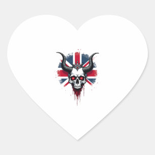 British Skull England UK Flag Premium T-Shirt (1) Heart Sticker