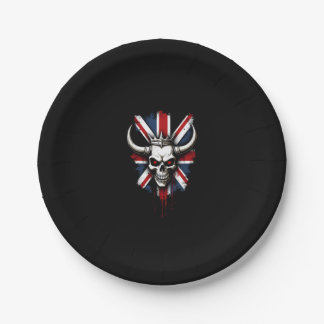 British Skull England UK Flag Premium T-Shirt (1) Paper Plate