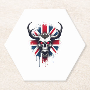 British Skull England UK Flag Premium T-Shirt (2) Paper Coaster