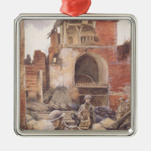 British Soldiers in the Ruins of Peronne, 1917 Metal Tree Decoration