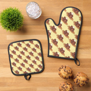 British Sticky Toffee Pudding England Foodie Towel Oven Mitt & Pot Holder Set