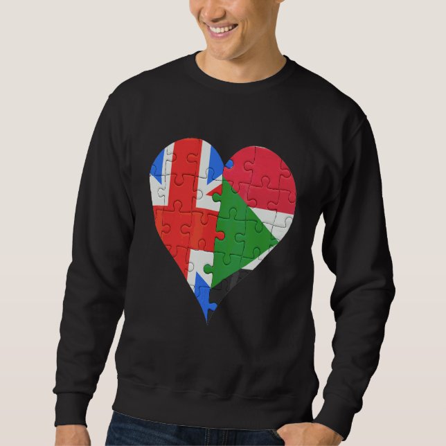 British Sudanese Flag Heart Sweatshirt (Front)