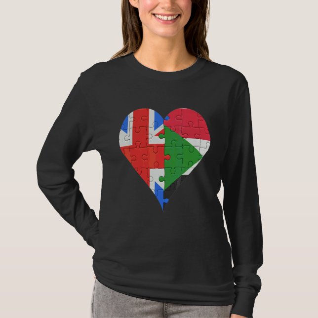 British Sudanese Flag Heart T-Shirt (Front)
