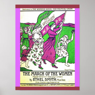 British Suffragettes Colourful March Women & Girls Poster
