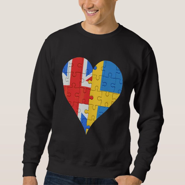 British Swedish Flag Heart Sweatshirt (Front)