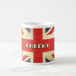 British Text on Union Jack Grunge Cheeky Coffee Mug