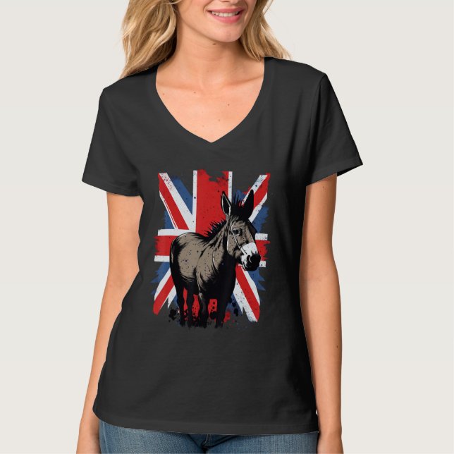 British UK Donkey on Great Britain Donkey T-Shirt (Front)