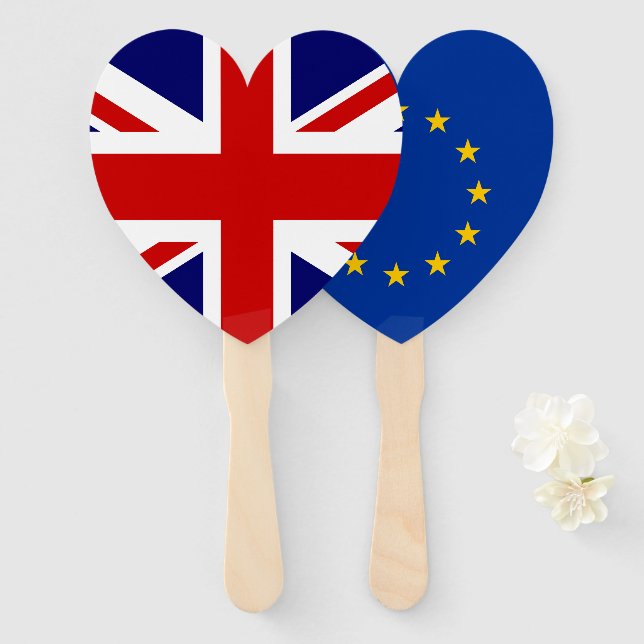 British Union Jack and EU European Union flag Hand Fan (Front and Back)
