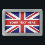 British Union Jack flag belt buckle | Personalise<br><div class="desc">British Union Jack flag belt buckle. English pride flag of UK United Kingdom Great Britain. Trendy fashion accessory for men women and teen kids.</div>