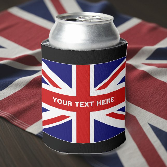 British Union Jack flag can coolers | Personalise (union jack flag can cooler)