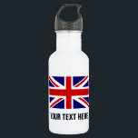 British Union Jack flag custom drink water bottle<br><div class="desc">British Union Jack flag custom drink water bottle. Personalised stainless steel water bottles. Custom shiny metal water bottle in many colours. Great for sports teams and outdoor activities. Use in basketball, baseball, football, tennis, soccer, volleyball, hiking, walking, camping, running, track and field, travel etc. Personalise with your own name, jersey...</div>
