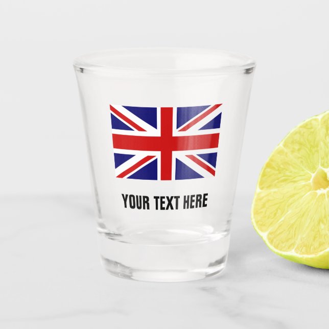 British Union Jack flag custom drinking party Shot Glass (Front)