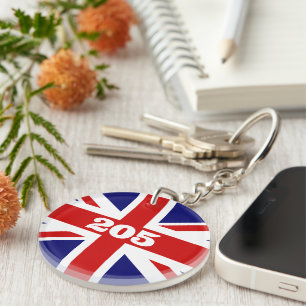 British Union Jack flag custom hotel room number Key Ring
