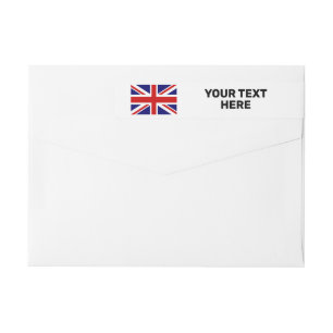 British Union Jack flag custom return address Wrap Around Label