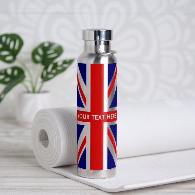 British Union Jack flag custom water bottle (Yoga (Rotated))