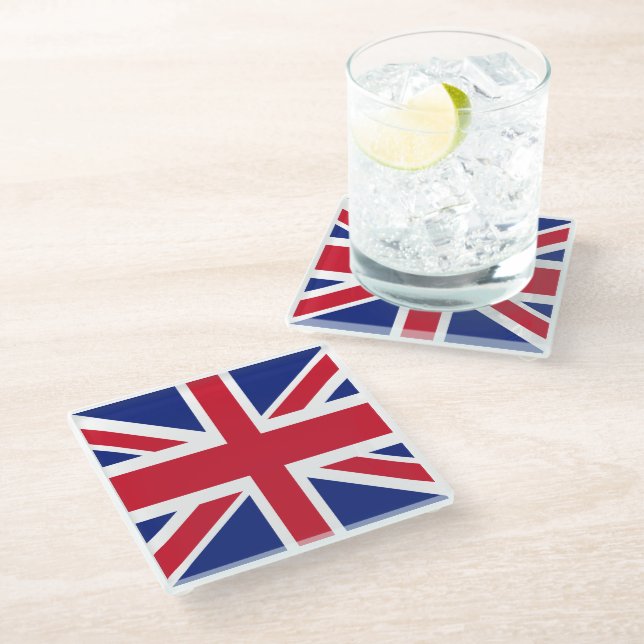 British Union Jack Flag Glass Coaster (Angled)