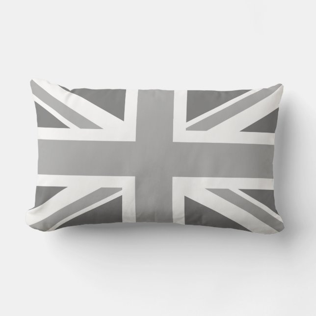 British Union Jack Flag in gray Lumbar Cushion (Front)