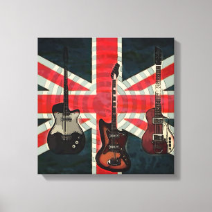 British Union Jack Flag Rock Roll Electric Guitar Canvas Print
