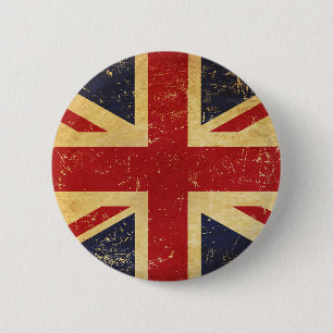 British Union Jack Flag Vintage Button