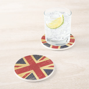 British Union Jack Flag Vintage Grunge Coaster