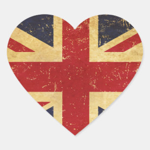 British Union Jack Flag Vintage Heart Sticker