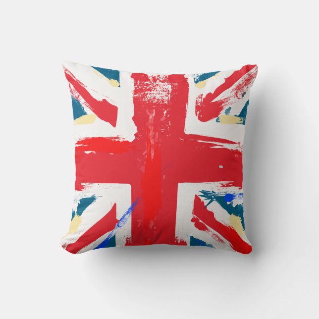 British Union Jack Flag Vintage Worn Cushion (Front)