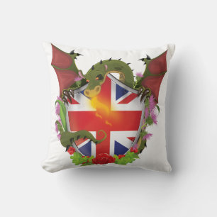 British Union Jack Shield and Dragon Cushion