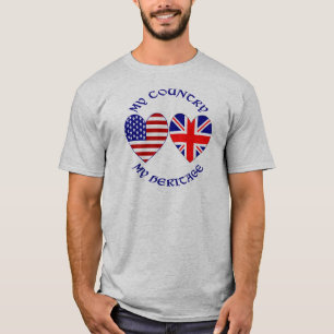 British USA Heart Flags Country Heritage T-Shirt