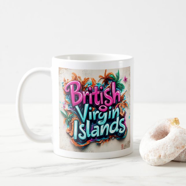 British V. Islands Graffiti Vibes: Island St Art Coffee Mug (With Donut)