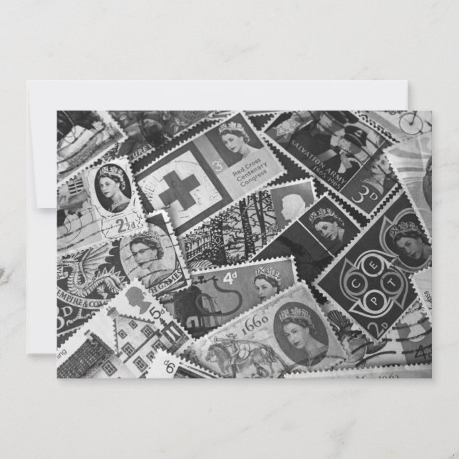 British Vintage Stamps Invitation (Front)