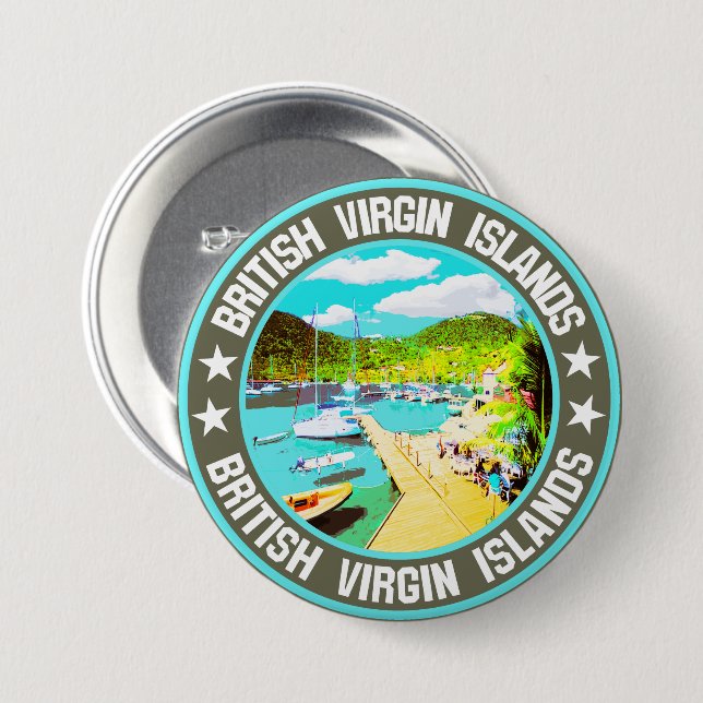 British Virgin Islands                             7.5 Cm Round Badge (Front & Back)