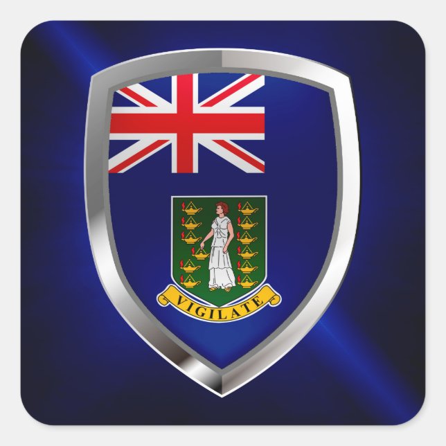 British Virgin Islands Mettalic Emblem Square Sticker (Front)