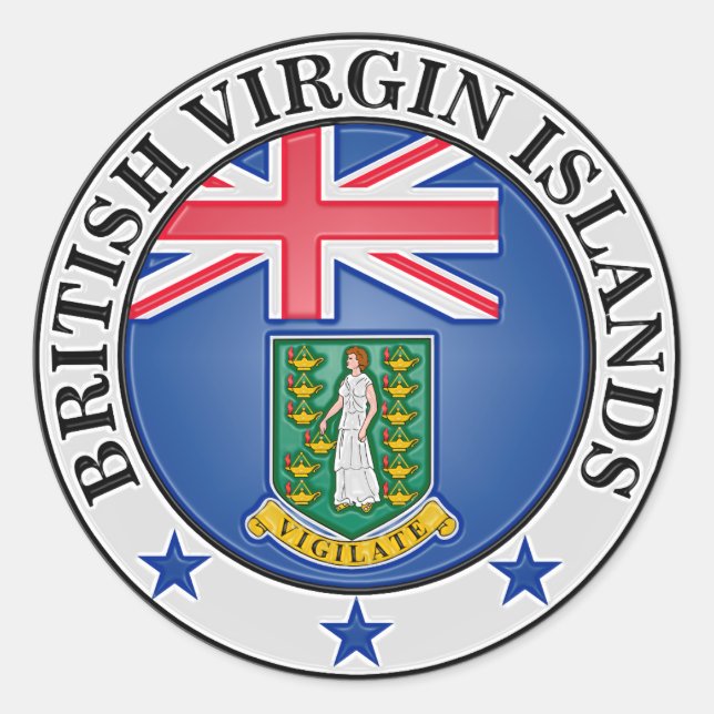 British Virgin Islands  Round Emblem Classic Round Sticker (Front)